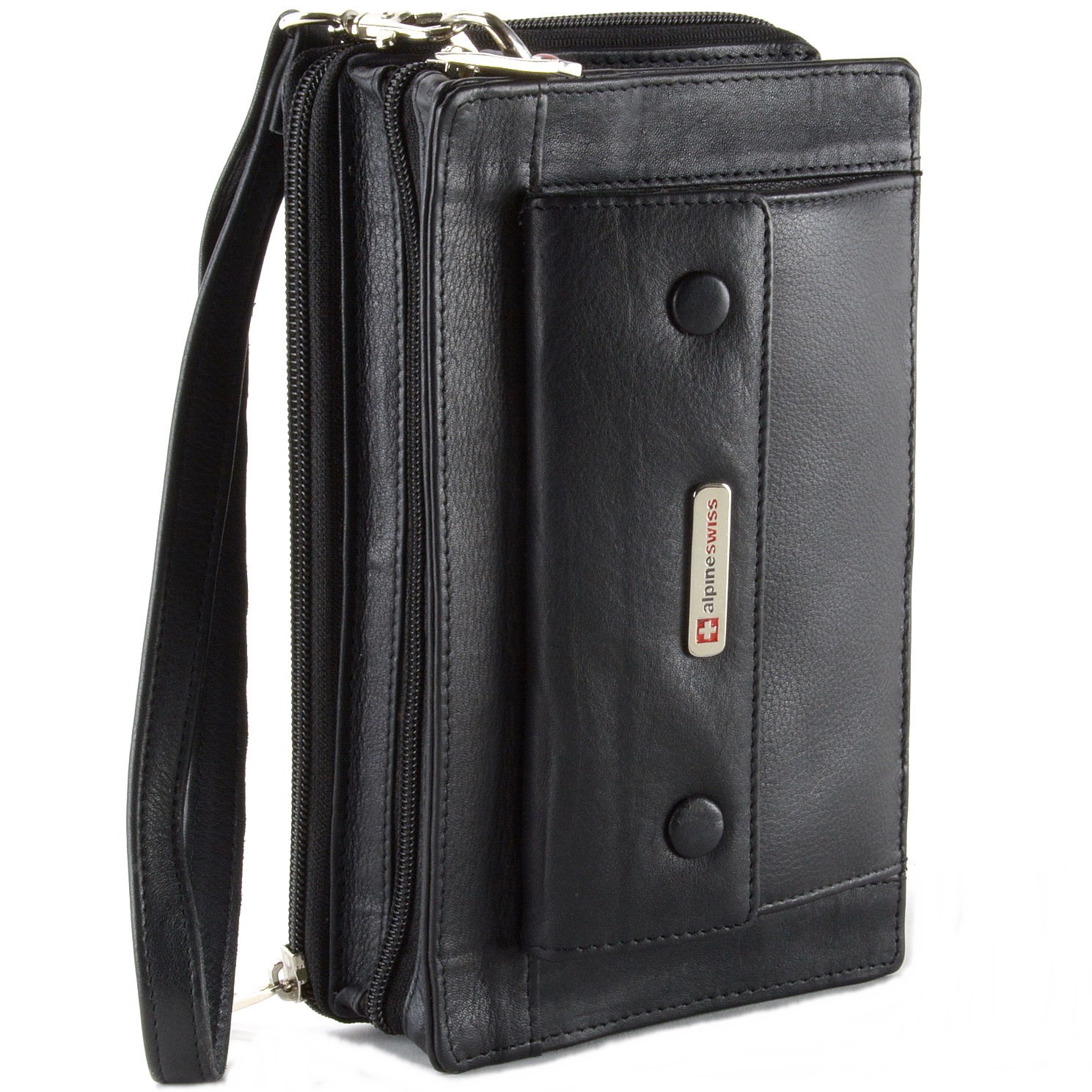 Alpine Swiss Men's RFID Blocking Leather Clutch Bag Travel Case Wallet Organizer